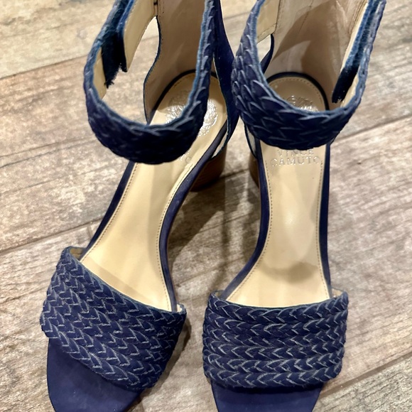 Vince Camuto Shoes - Vince Camuto Blue Heeled Sandals with Braided Detail